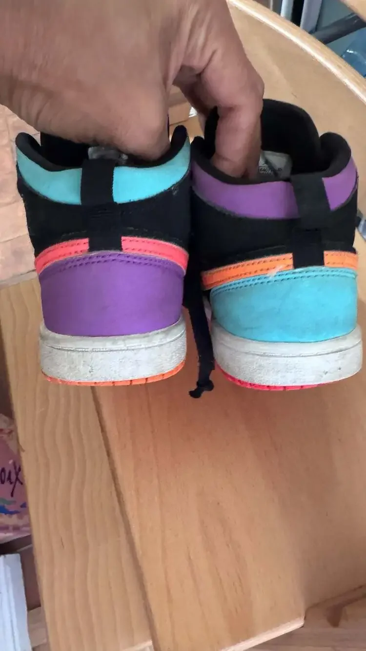 Nike Air Jordan 1 Mid Candy Kids Toddler Shoes 13C Mismatch Multi-Color